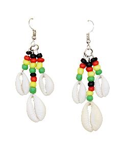 Rasta Cowry Shell Earring
